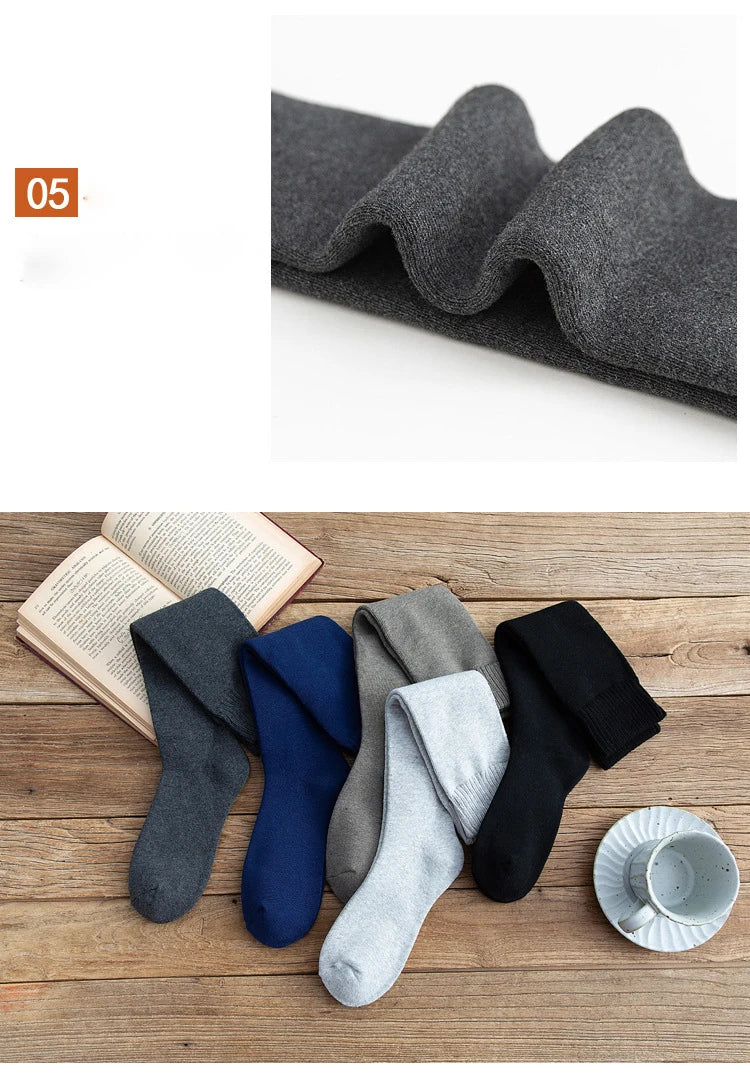 6PCS=3Pairs Men's Winter Compression Stocking Warm Hot Knee High Long Leg Terry Socks Warm Thicken Cover Calf Socks Size 38-44