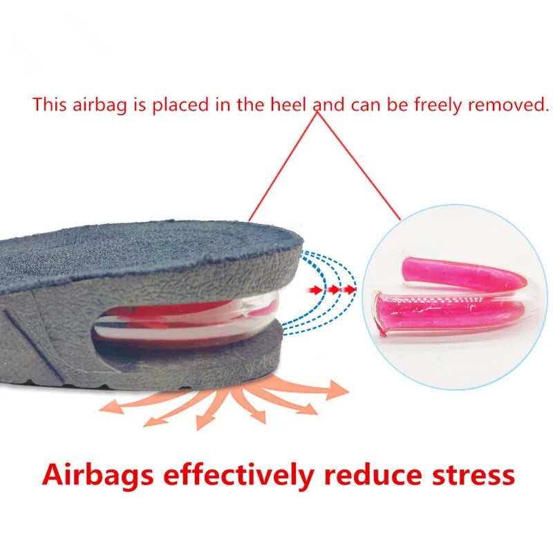 3-9cm Height Increase Insole With Air Cushion Height Lift Taller Support Absorbant Foot Pad Adjustable Cut Shoe Heel Insert