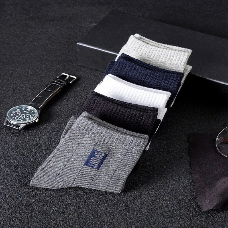 20Pcs=10Pairs High Quality Men Socks Cotton Breathable Sweat-Absorbent Middle Tuble Black Socks Deodorant Business Men Gift Sock