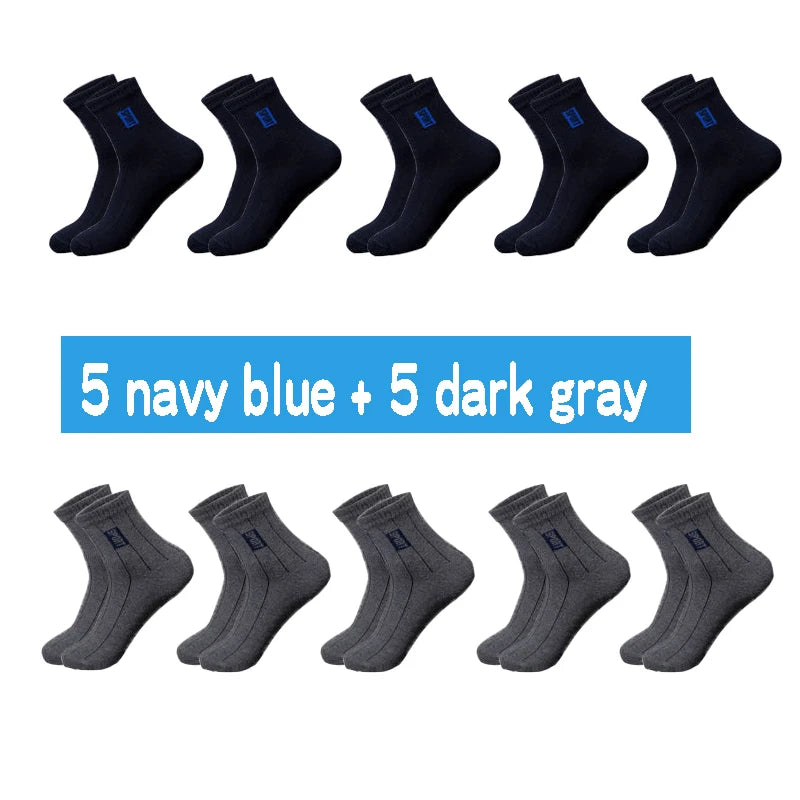 20Pcs=10Pairs High Quality Men Socks Cotton Breathable Sweat-Absorbent Middle Tuble Black Socks Deodorant Business Men Gift Sock