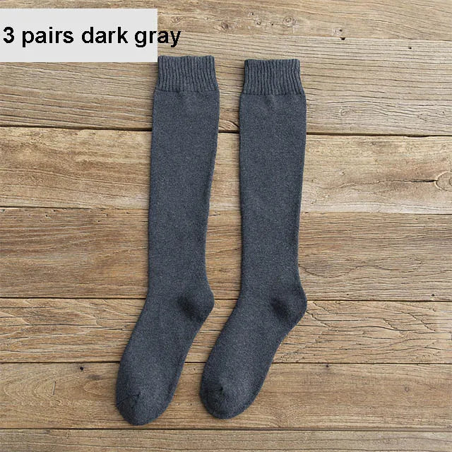 6PCS=3Pairs Men's Winter Compression Stocking Warm Hot Knee High Long Leg Terry Socks Warm Thicken Cover Calf Socks Size 38-44