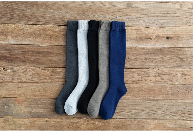6PCS=3Pairs Men's Winter Compression Stocking Warm Hot Knee High Long Leg Terry Socks Warm Thicken Cover Calf Socks Size 38-44