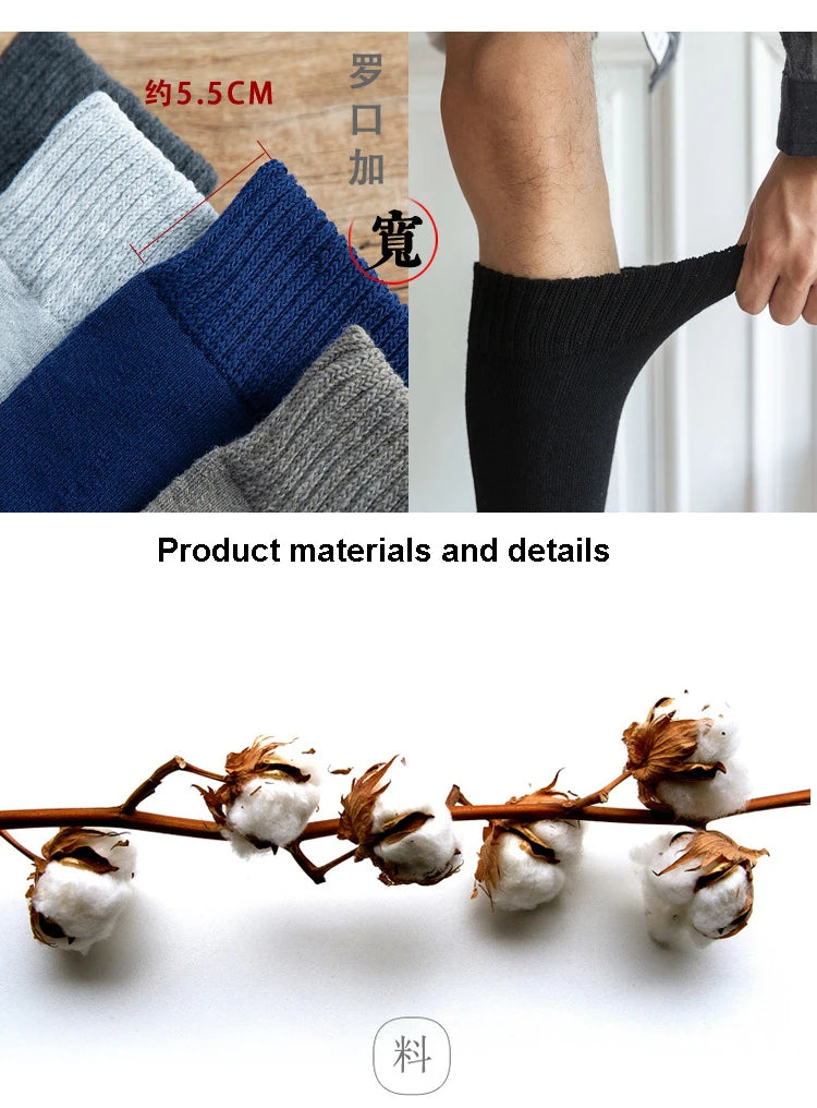 6PCS=3Pairs Men's Winter Compression Stocking Warm Hot Knee High Long Leg Terry Socks Warm Thicken Cover Calf Socks Size 38-44