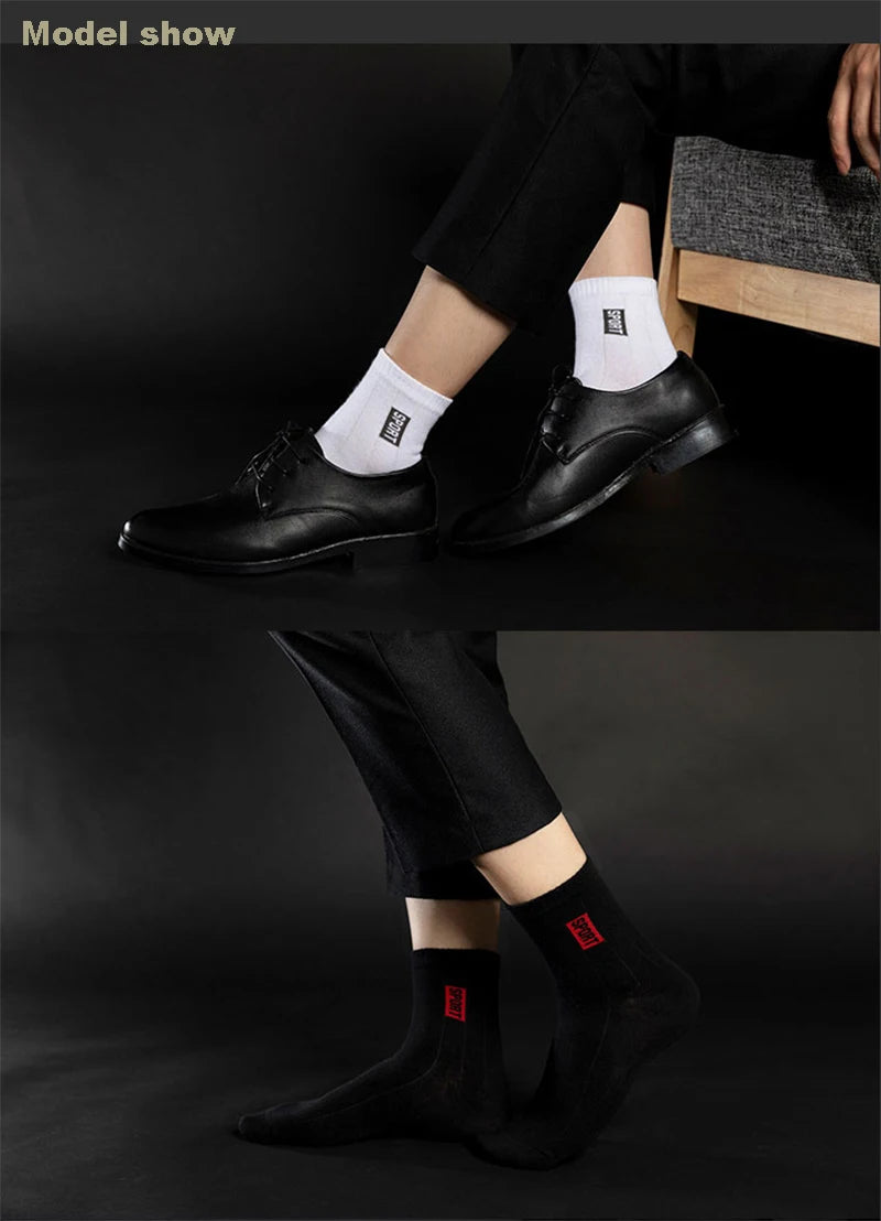 20Pcs=10Pairs High Quality Men Socks Cotton Breathable Sweat-Absorbent Middle Tuble Black Socks Deodorant Business Men Gift Sock