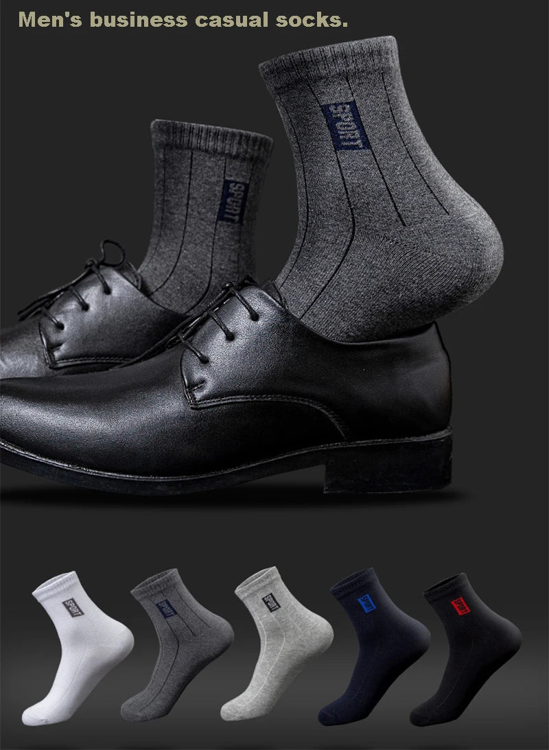 20Pcs=10Pairs High Quality Men Socks Cotton Breathable Sweat-Absorbent Middle Tuble Black Socks Deodorant Business Men Gift Sock