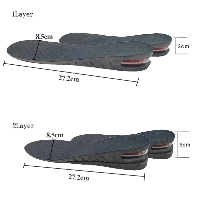 3-9cm Height Increase Insole With Air Cushion Height Lift Taller Support Absorbant Foot Pad Adjustable Cut Shoe Heel Insert