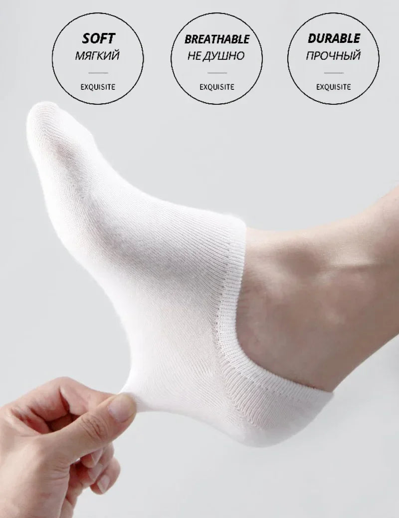 5/10 Pairs Men's Invisible Socks Slippers Cotton Silicone Non-slip Summer No-show Ankle Socks Casual Breathable Thin Boat Sock