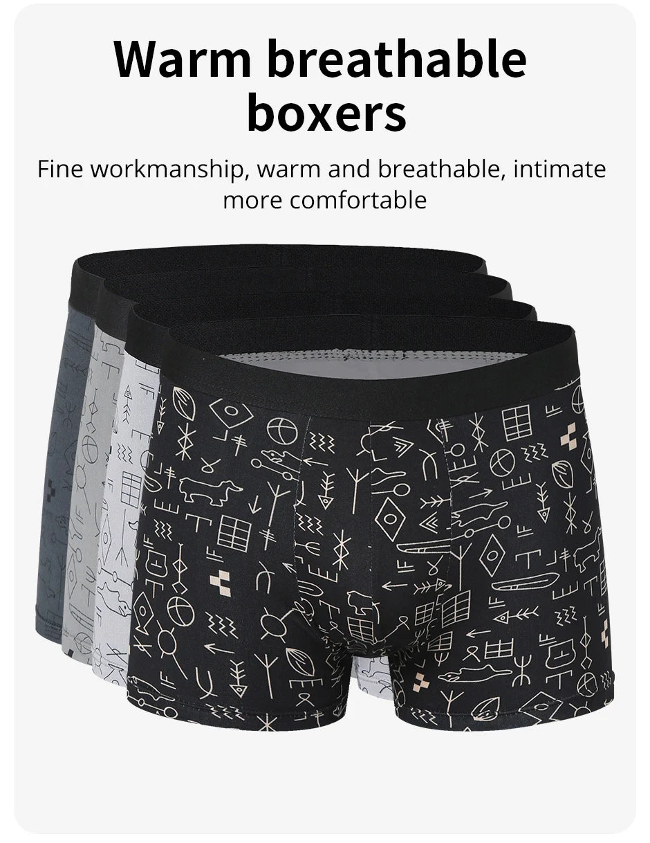 4/10 Pack Europe Plus Size Men's Fashion Printed Underwear Joker Boyshort Comfortable Elastic Waist Shorts Parent-child Pants