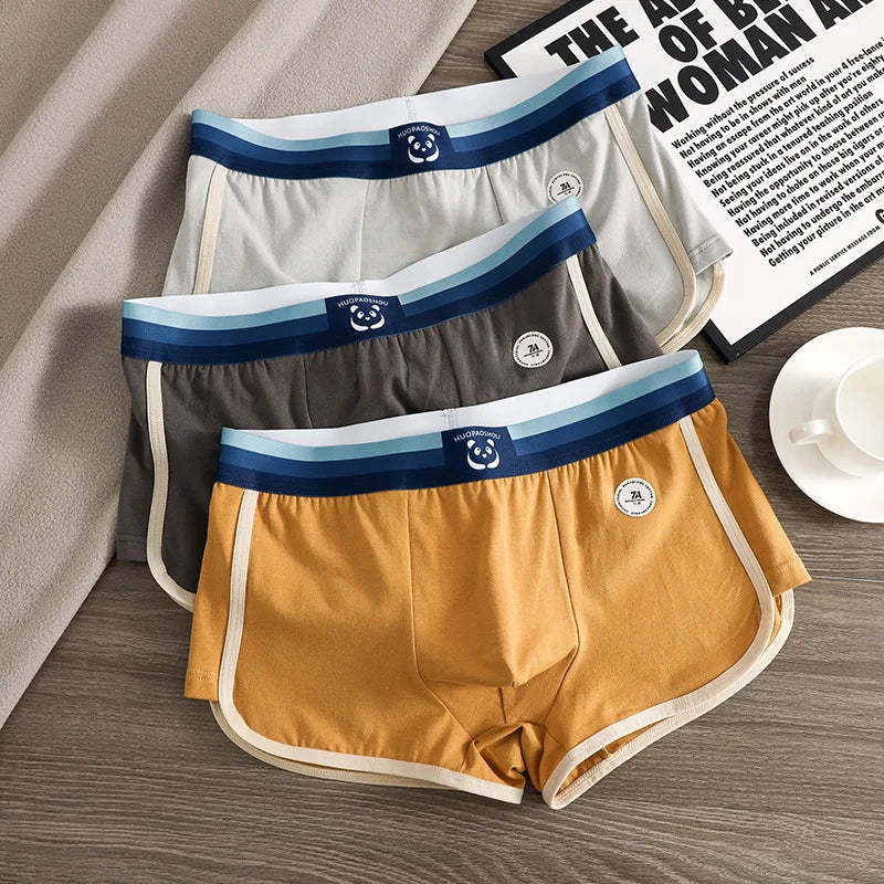 1/3 PCS/Pack 7A Antibacterial Big U Mesh Breathable Crotch Men's Panties 100% Cotton Trendy Underpants High Elastic Waist Boxers