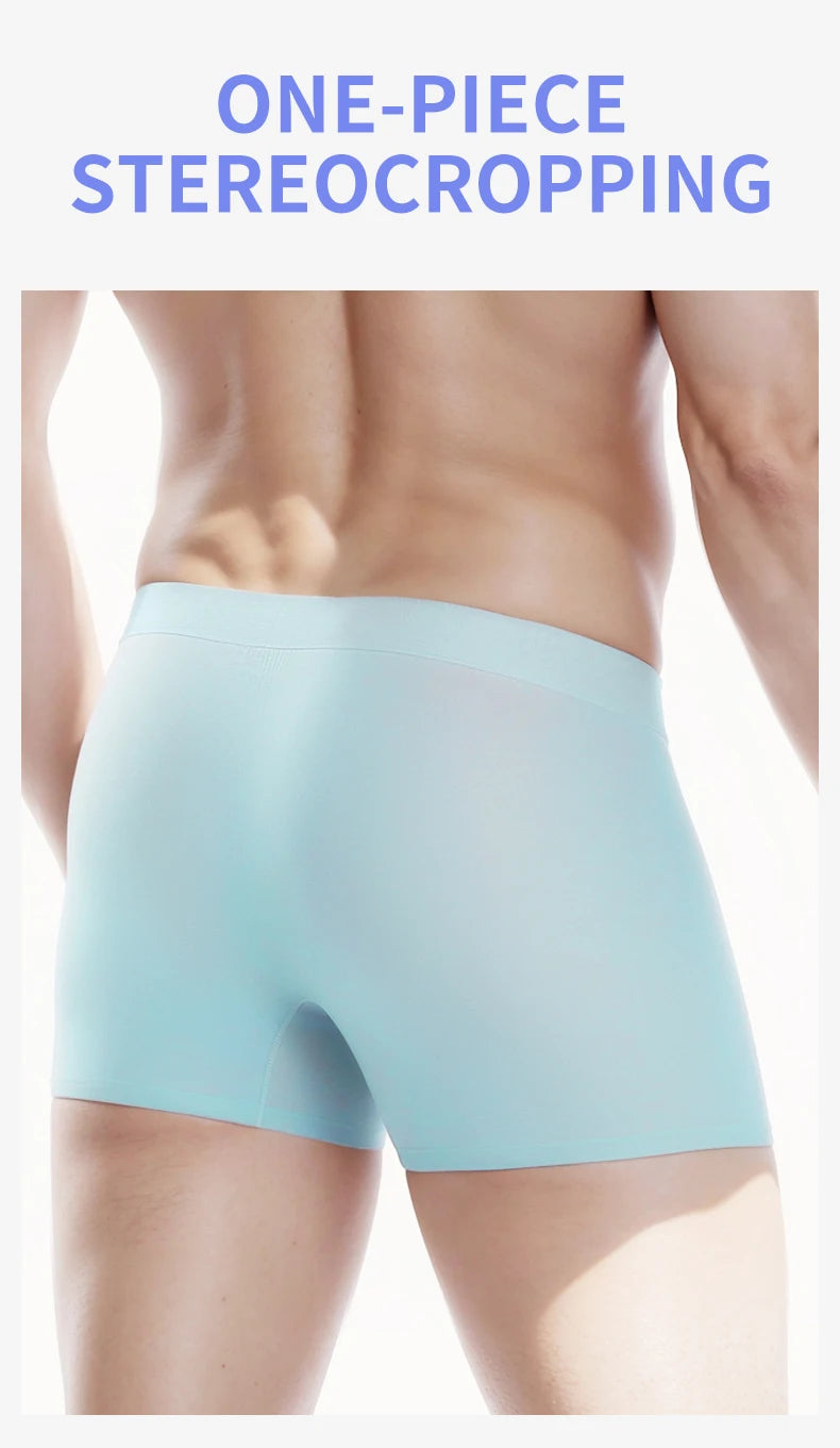 MiiOW 3Pcs Ice Silk Men Panties Mesh Breathable Mens Underpants 10A Antibacterial Crotch Men's Underwear Boxers Man Boxer Briefs