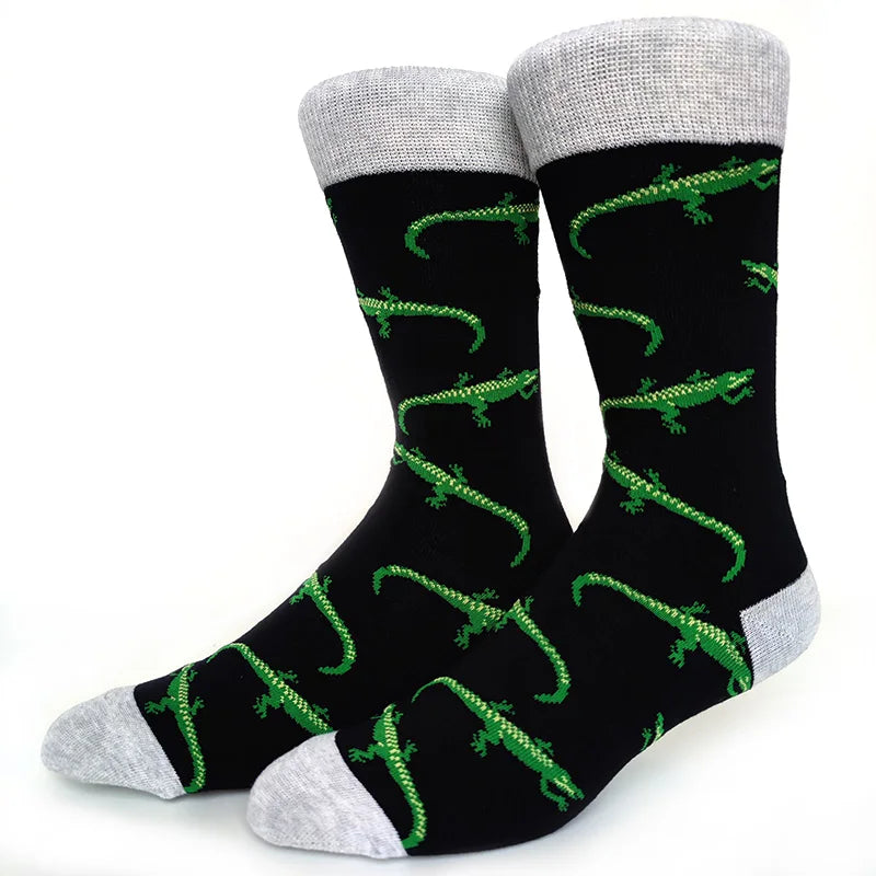 58 Style Cartoon Men Socks Fish bird parrot shark Theme Cotton Novelty Funny Hip Hop Trend Street Long Socks