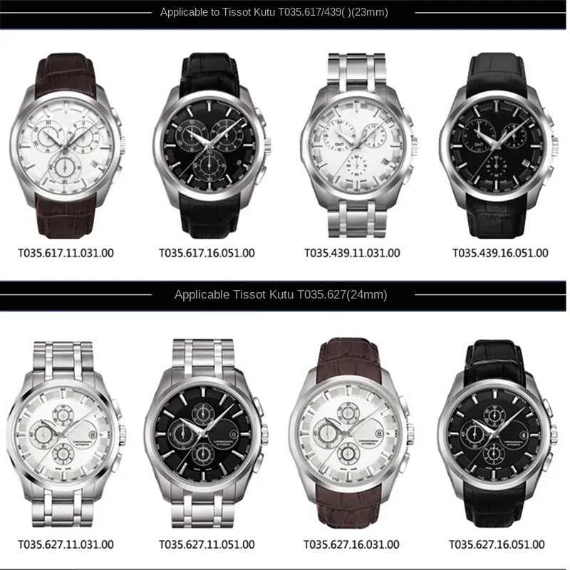 Genuine Leat/her Watch Strap for Tissot T035 Watchband Men's 1853 T035627 T035617 T035407 Series Arc Mouth Belt 22mm 23mm 24mm