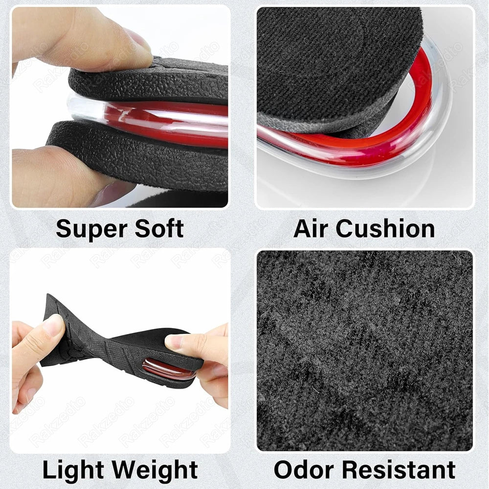 Height Increase Insoles for Men Women Heel Shoe Lift Insert Air Cushion Heightening Insoles Adjustable Shock Absorbing Foot Pad
