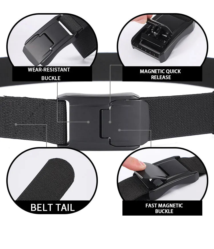 New Stretch Belt For Men and Women Hard Quick Release Buckle Strong Real Nylon Unisex Elastic Belt Overalls Work Belt