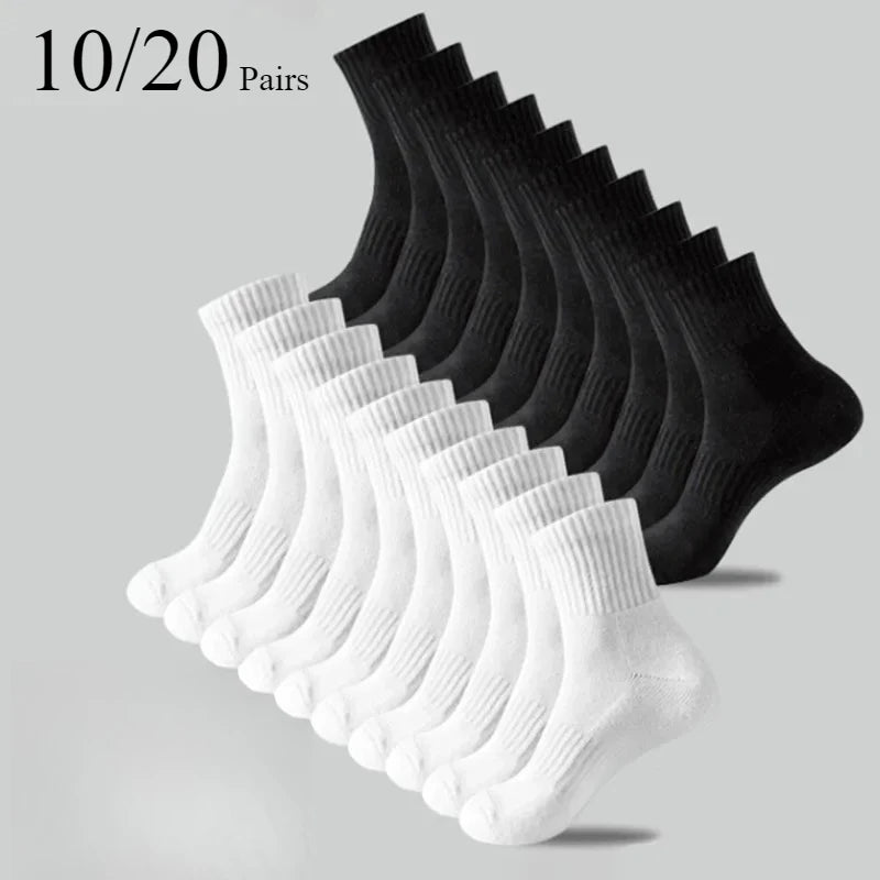 10/20 Pairs Neutral Solid Color Round Neck Socks Spring Summer Sweat Absorbing Breathable Soft Comfortable Couple Sports Socks