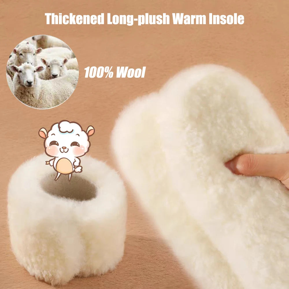 Genuine Sheepskin Fleece Insoles Men Women Winter Thick Cashmere Thermal Real Wool Insoles for Shoes Inner Soles for Snow Boots