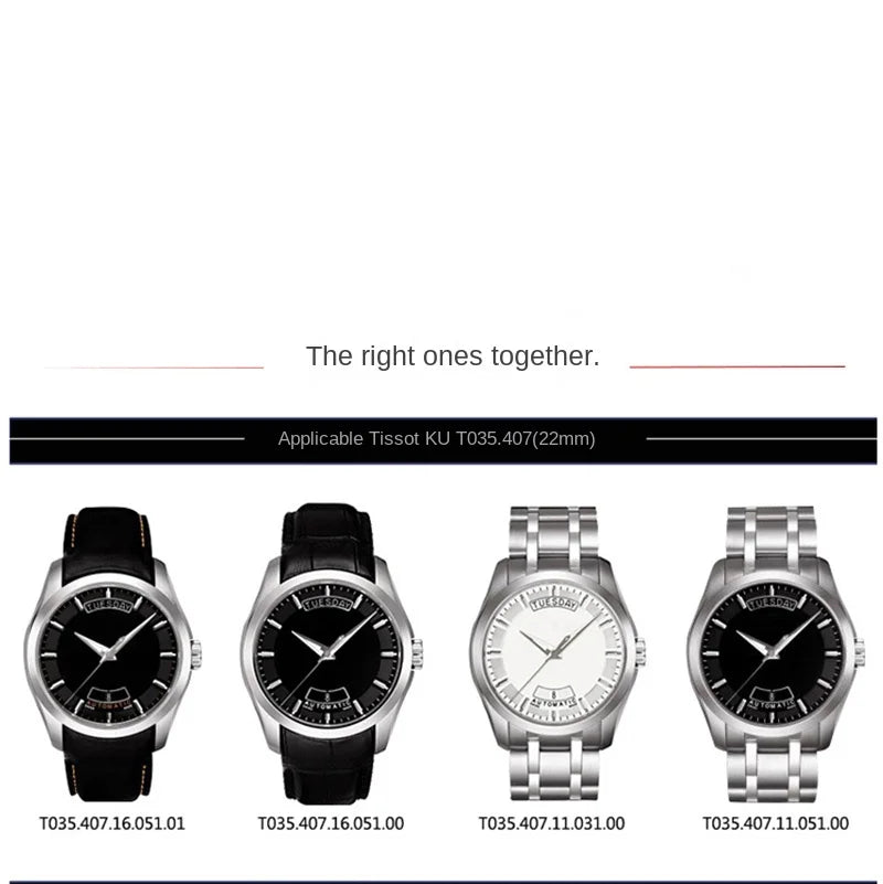 Genuine Leat/her Watch Strap for Tissot T035 Watchband Men's 1853 T035627 T035617 T035407 Series Arc Mouth Belt 22mm 23mm 24mm