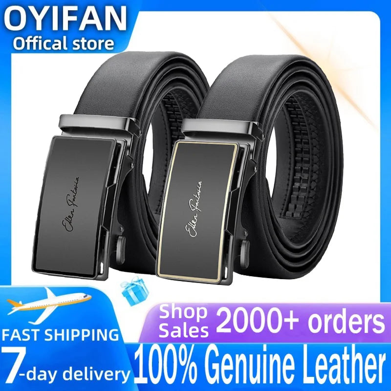 OYIFAN Men Belt Genuine Leather belt for men Alloy buckle ratchet belts Men Designer Belt Automatic belts 벨트