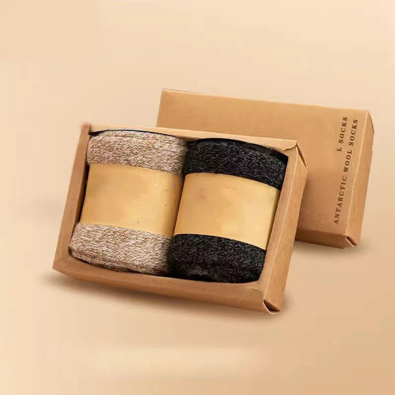 2Pairs/Men's Socks Super Thick Wool High Quality Merino Wool Socks Business Fall Winter Comfortable Mid-leg Socks Large Size Men