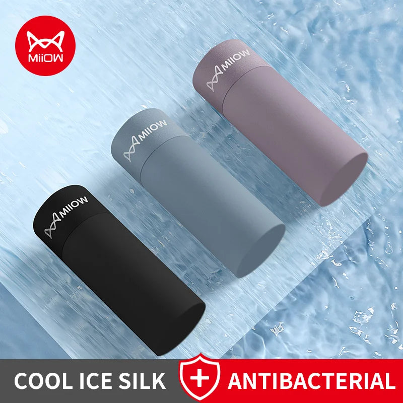 MiiOW 3Pcs Ice Silk Men Panties Mesh Breathable Mens Underpants 10A Antibacterial Crotch Men's Underwear Boxers Man Boxer Briefs