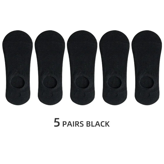 5/10 Pairs Men's Invisible Socks Slippers Cotton Silicone Non-slip Summer No-show Ankle Socks Casual Breathable Thin Boat Sock