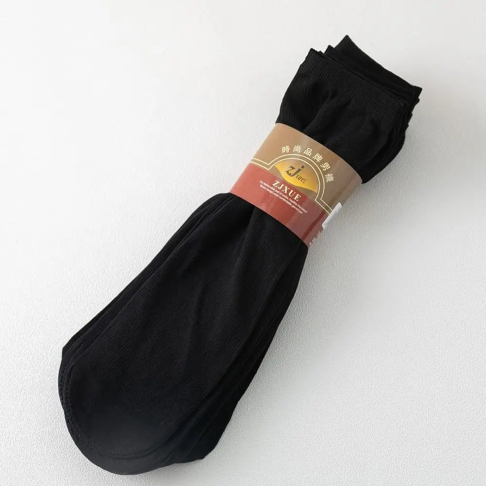 10pairs Men Ice Silk Socks Summer Spring Ultra-thin Socks Solid Business Socks Breathable Soft Socks Ankle Bamboo Fiber Socks