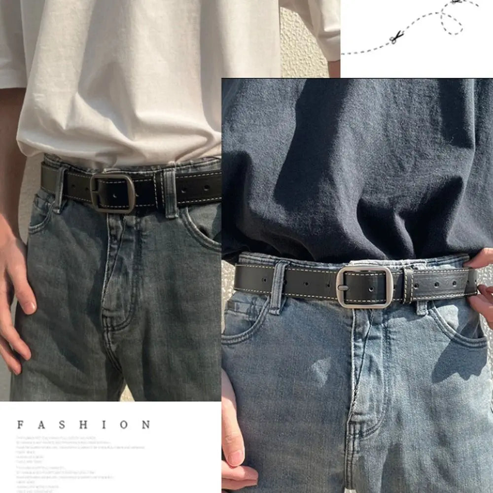 Leather Belt For Men Pin Buckle Jeans Black Belt Chic Luxury Brand Ladies Vintage Strap Waistband