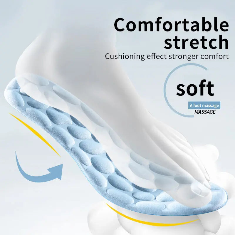 4D Cloud Technology Sports Insoles for Shoes PU Sole Soft Breathable Shock Absorption Cushion Running Orthopedic Care Insoles