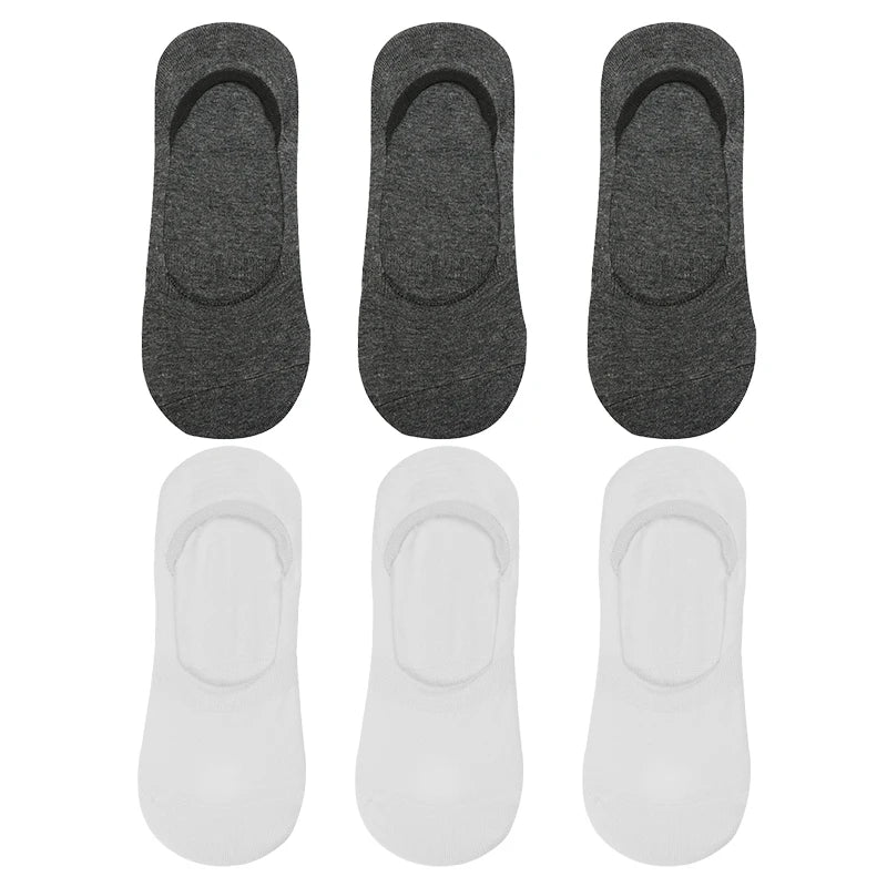 6 Pairs/Lot Men's Bamboo Breathable Invisible Socks Low Cut Casual Cotton Boat Non-Slip No Show High Quality Sock