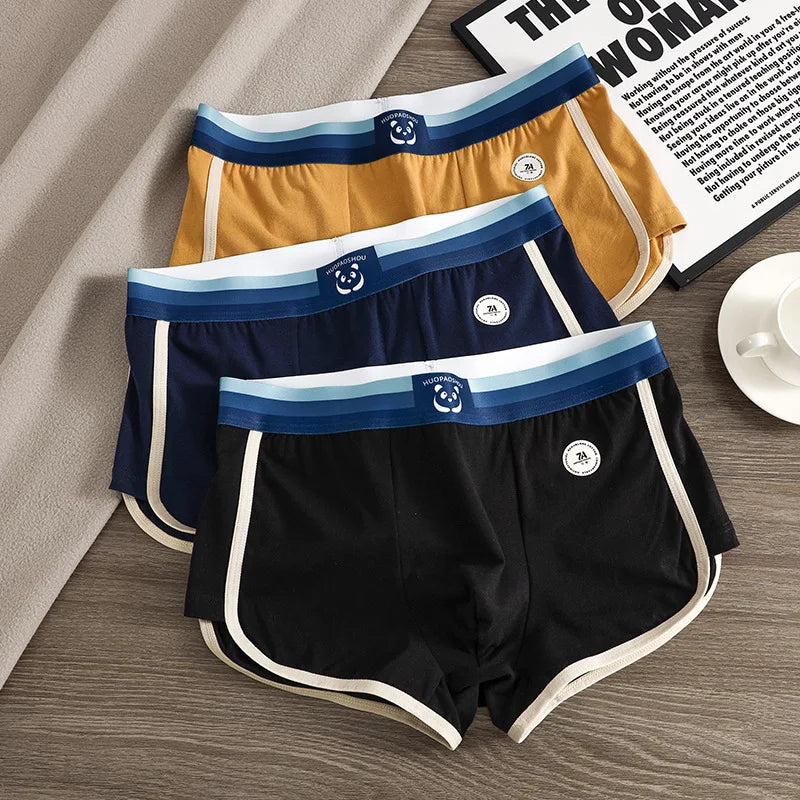 1/3 PCS/Pack 7A Antibacterial Big U Mesh Breathable Crotch Men's Panties 100% Cotton Trendy Underpants High Elastic Waist Boxers