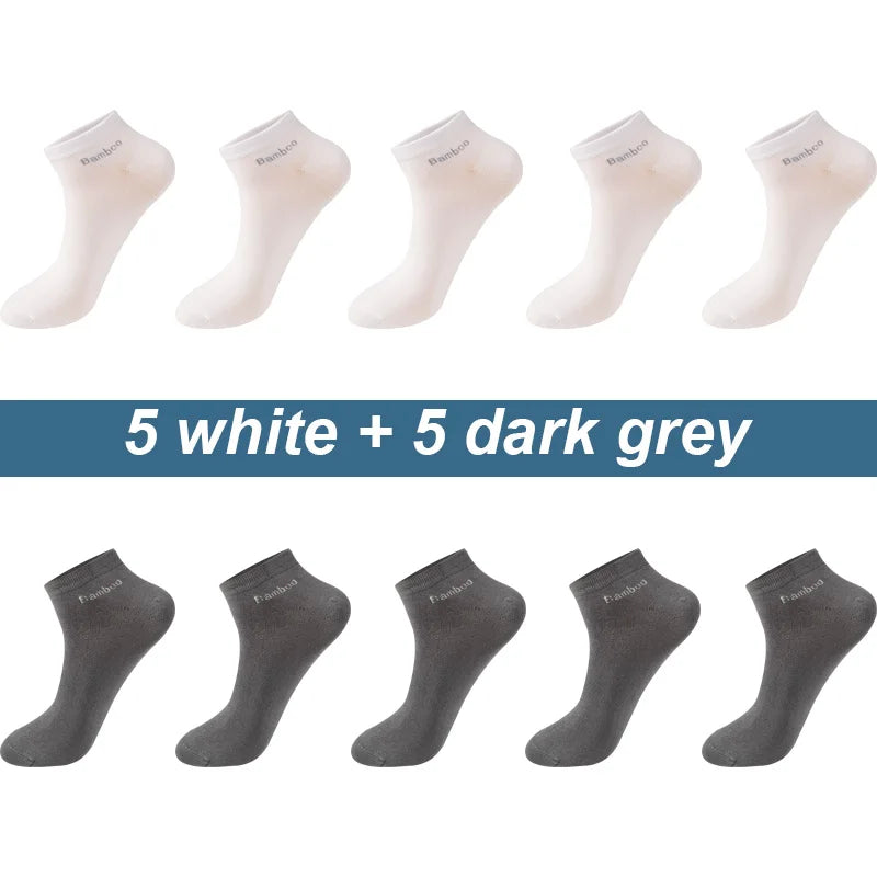 High Quality 10Pairs/Lot Men's Bamboo Fiber Socks Short Casual Breatheable Anti-Bacterial Man Ankle Socks New black busines