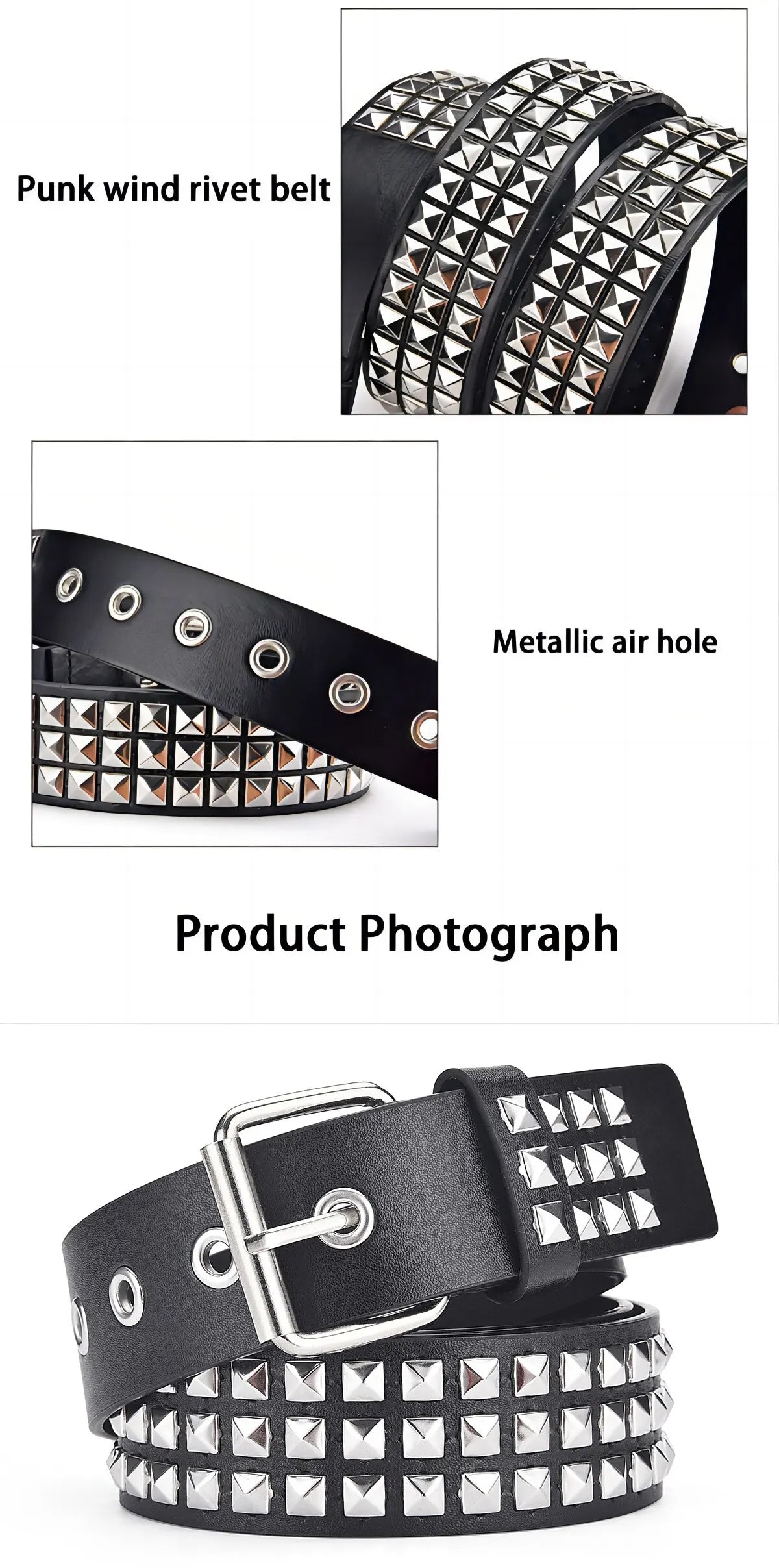 Trend Rivet Belt Heavy Metal Belt Men Women Punk Nightclub Rock Style Belt Jeans Belt Y2K Belt Fashion Decoration Women's Belts