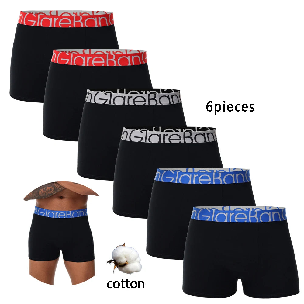 6pcs Pack Cotton Boxer Briefs Men shorts Panties Underwear For Man Brand And Underpants Homme Luxury BoxerShorts Box Slip Box