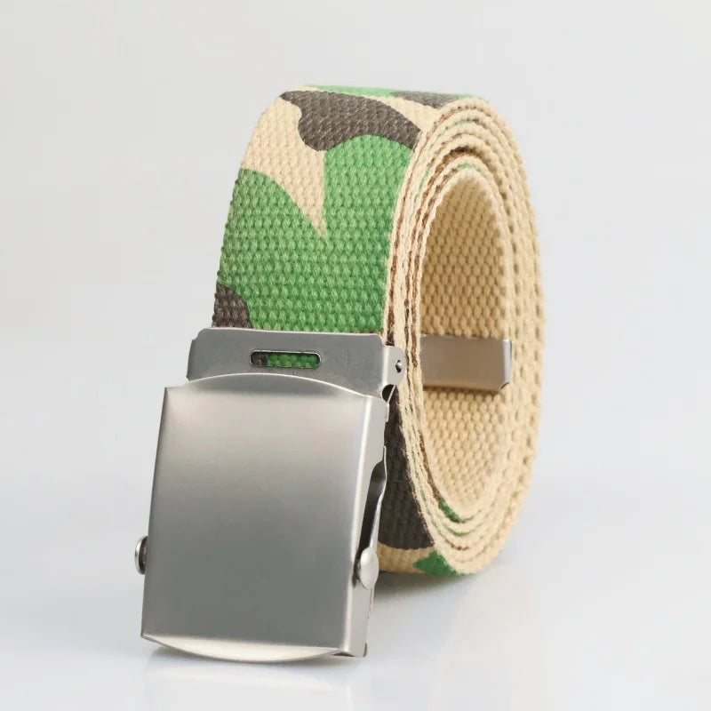 New Men's Canvas Belt Outdoor Wear-resistant Breathable Alloy Buckle Unisex Belt Youth Camouflage Sports waistband