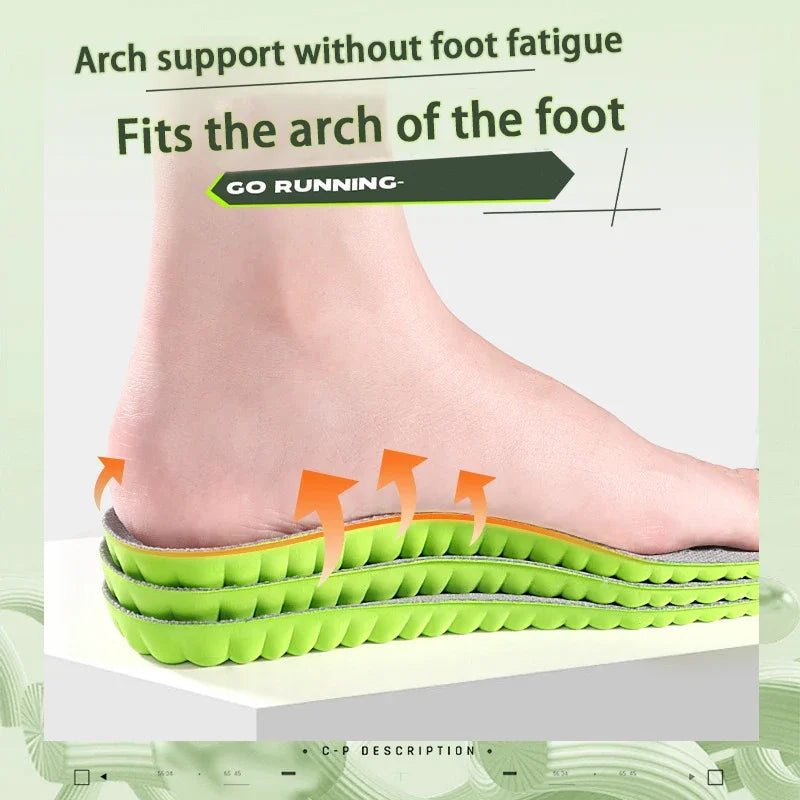 4PCS Soft Elasticity Sole Breathable Comfortable Insoles Men and Women's Sports Shock Absorbing Insole Outdoor Running Insoles