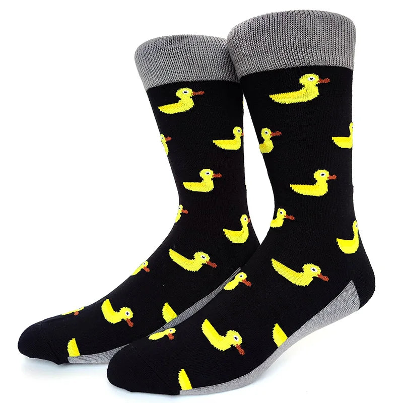 58 Style Cartoon Men Socks Fish bird parrot shark Theme Cotton Novelty Funny Hip Hop Trend Street Long Socks