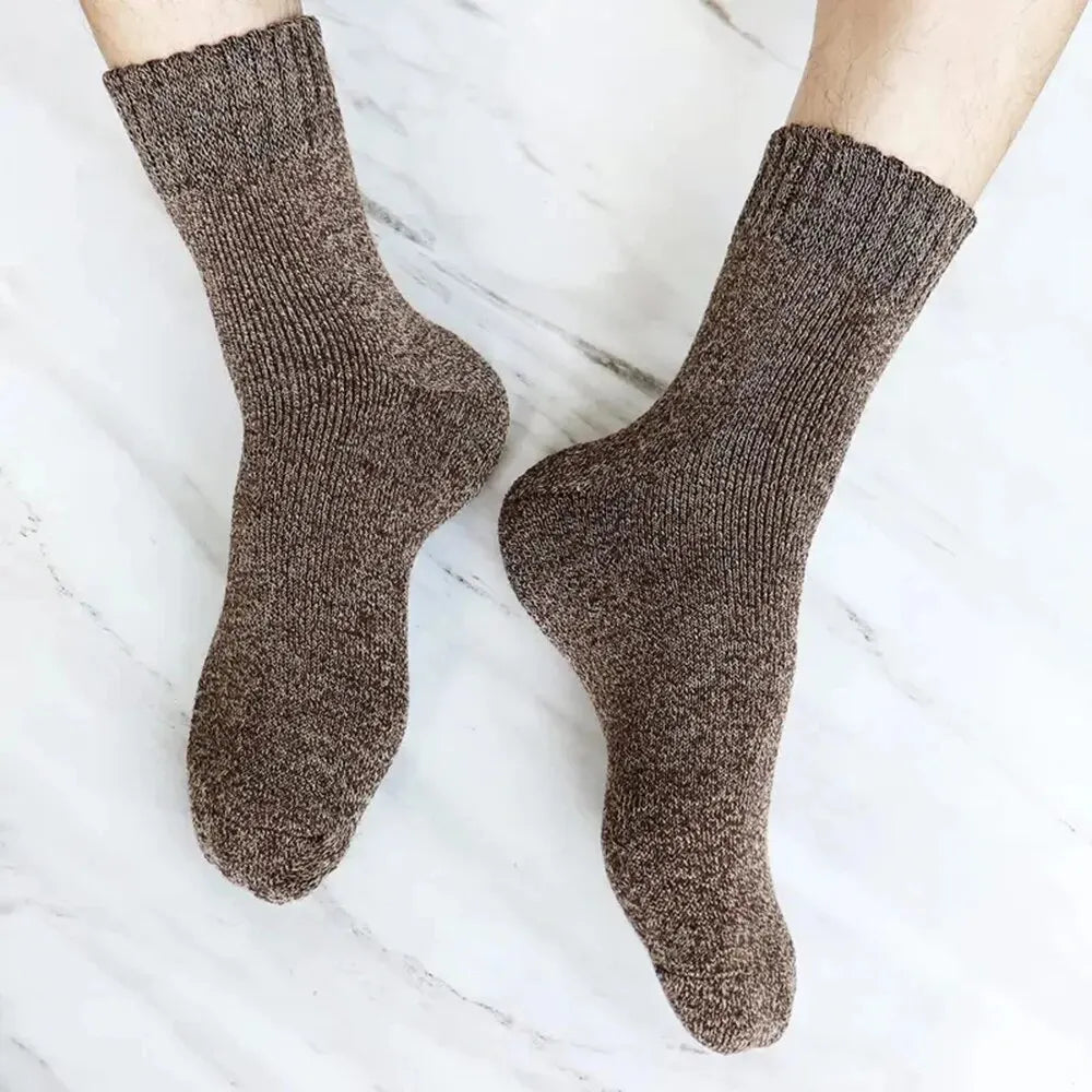 5/10 Pairs Men Retro Solid Color Casual Wool Socks Winter Warm Mid Length Sock Ultra Thick Men Antifreeze Cashmere Socks