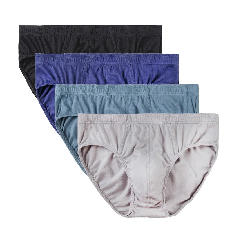 4 Pcs/Lot Men's 100% Cotton Breathable Briefs Comfortable Male Underwear Lingerie Panties Underpants Plue Size Xl -5Xl