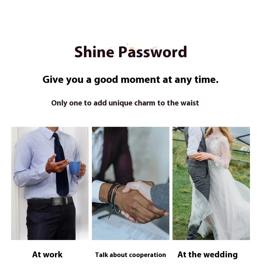 Men's Automatic Belt Genuine Leather Adjustable Buckle Belt Black/Brown Gear-Style Belt High-Quality Business Casual Men's Belt