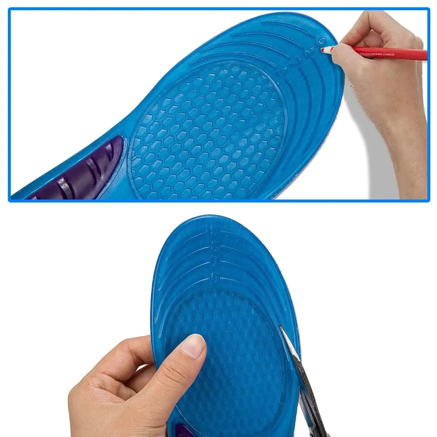 1 Pair Man Women Orthotic Arch Support Massage Insole Unisex Silicone Anti Slip Gel Soft Sport Shoe Pad Shock Absorption