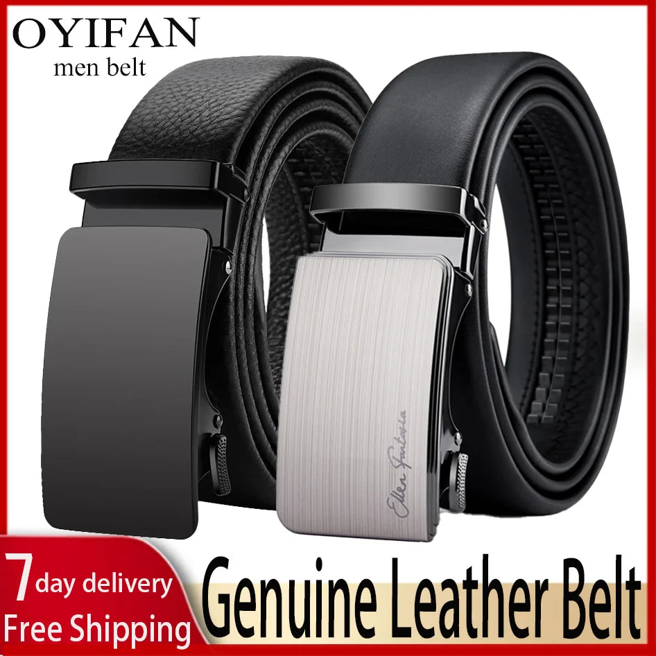 OYIFAN Men Belt Genuine Leather belt for men Alloy buckle ratchet belts Men Designer Belt Automatic belts 벨트