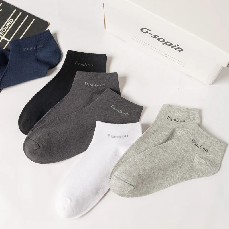High Quality 10Pairs/Lot Men's Bamboo Fiber Socks Short Casual Breatheable Anti-Bacterial Man Ankle Socks New black busines