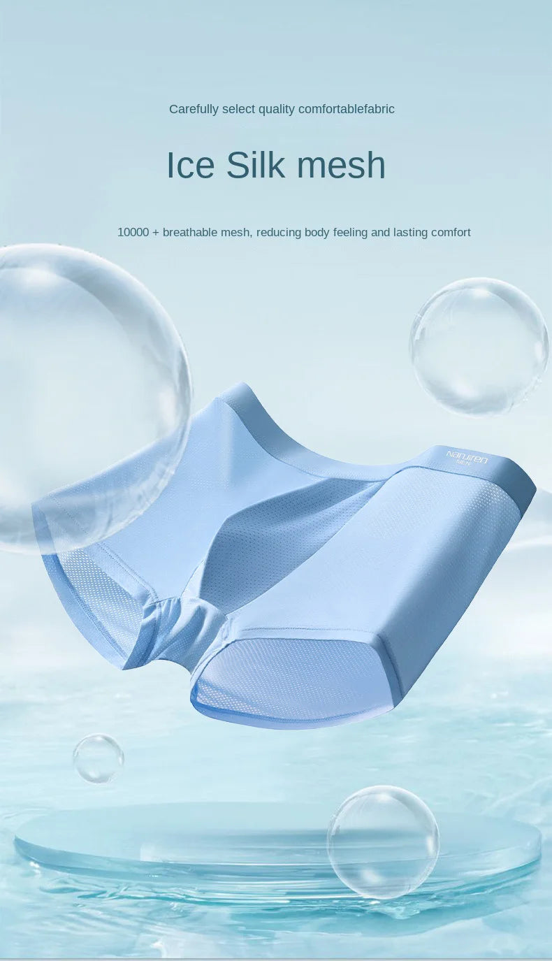 Men Boxers Men's Underwear 3A Antibacterial Underpants Ice Silk Men Boxer Shorts Breathable Elastic Male Panties Plus Size L-6XL