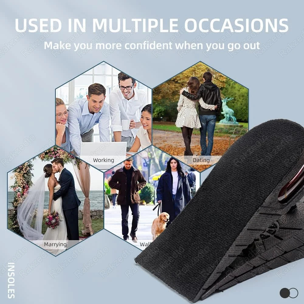 Height Increase Insoles for Men Women Heel Shoe Lift Insert Air Cushion Heightening Insoles Adjustable Shock Absorbing Foot Pad