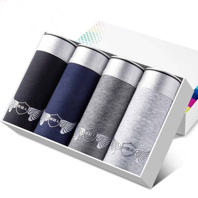 4pcs Men's Panties Sexy Shorts Cotton Underwear Male Breathable Boxers Solid Boxershorts Brand Underpants