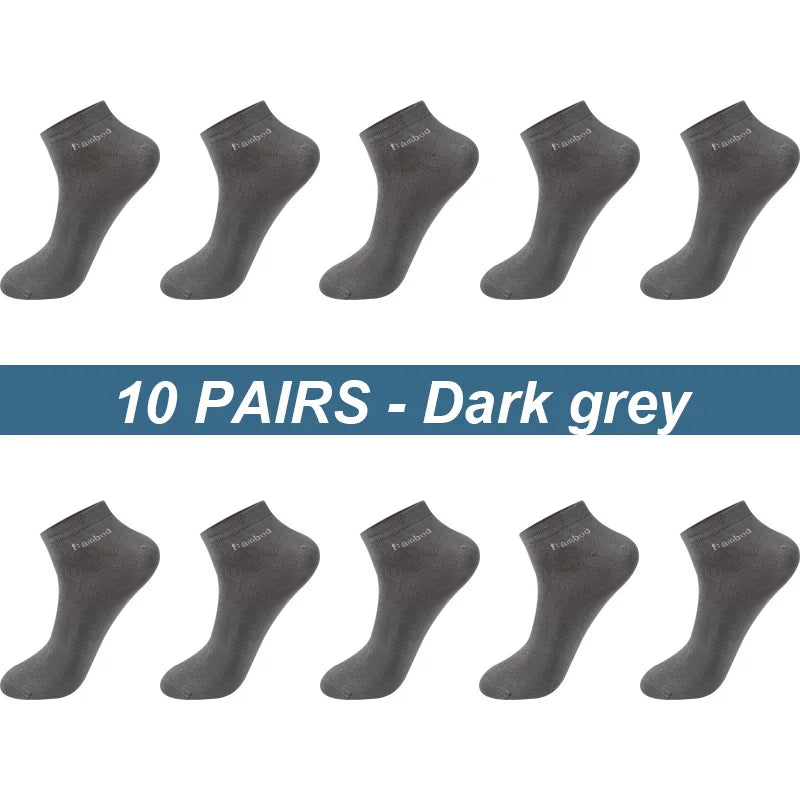 High Quality 10Pairs/Lot Men's Bamboo Fiber Socks Short Casual Breatheable Anti-Bacterial Man Ankle Socks New black busines