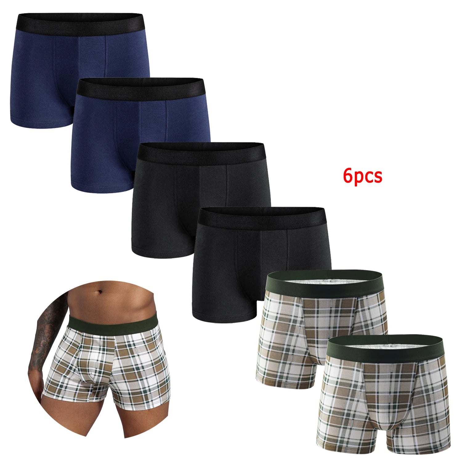 6pcs Pack Cotton Boxer Briefs Men shorts Panties Underwear For Man Brand And Underpants Homme Luxury BoxerShorts Box Slip Box