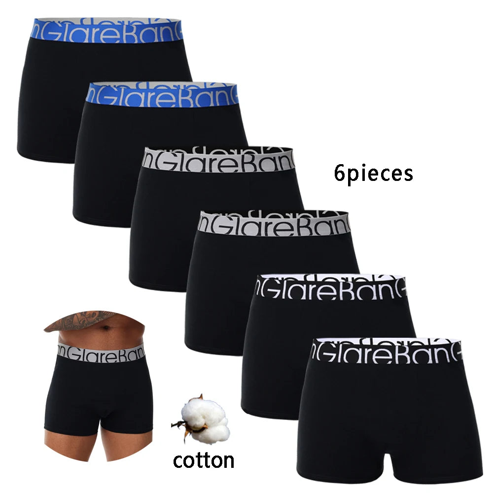 6pcs Pack Cotton Boxer Briefs Men shorts Panties Underwear For Man Brand And Underpants Homme Luxury BoxerShorts Box Slip Box