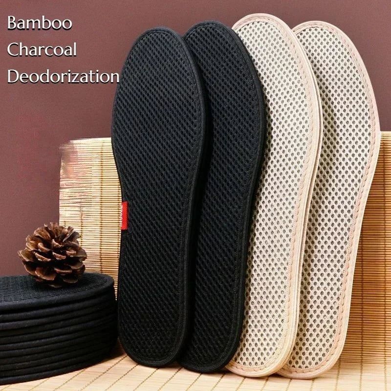 Bamboo Insoles Deodorant Insoles Mesh Breathable Absorb-Sweat Shoe Pads Running Sport Insert Light Weight Cushion for Men