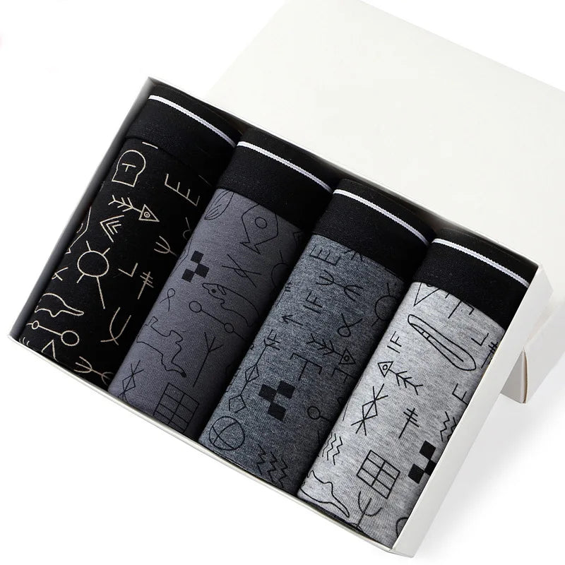 4pcs Men's Panties Sexy Shorts Cotton Underwear Male Breathable Boxers Solid Boxershorts Brand Underpants